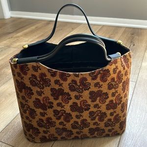 Vintage Paisley Tapestry Grannycore HANDBAG Purse Carpet Bag Tote Footed